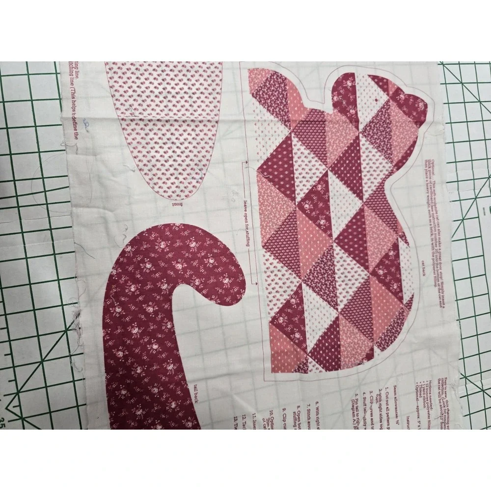 Vtg Pink CALICO CAT Kitten Pillow Cut Sew Panel Fabric The Country Cat